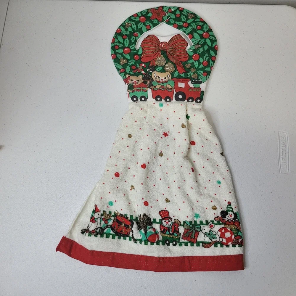 Christmas Kitchen‎ Set Towel Pot Holders Oven Mitt Potholder Teddy Bear Santa